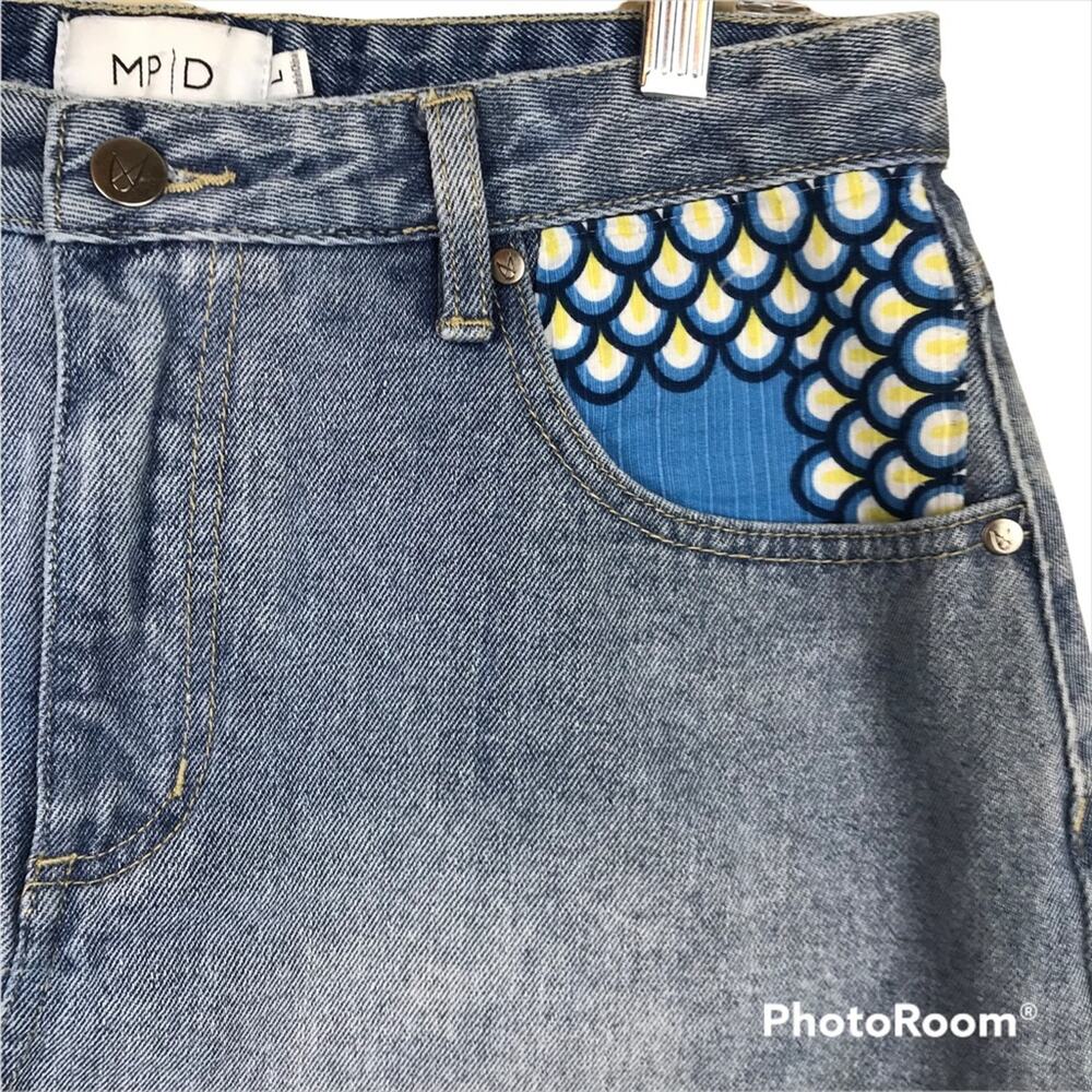 MINKPINK DENIM MPD Distressed Hem Mini Skirt Size Large - Picture 4 of 5